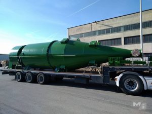 Construction metal structure cyclone water separator for geothermal steam.