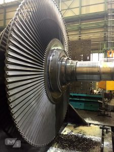 Lavorazione rotore turbina 60 mw su alesatrice