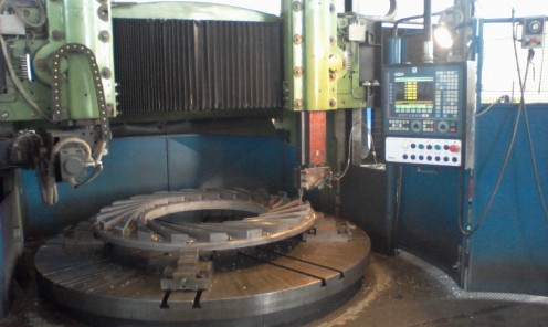 CNC turning of compressor bladed ring  diameter 1800 mm on vertical lathe