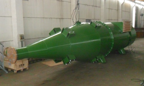 Construction metal structure cyclone water separator for geothermal steam